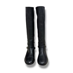 Lauren Ralph Lauren Jenny Riding Boots 8 Black Leather Equestrian Gold Hardware